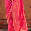 Trendy Dark Pink Kanjivaram Silk Saree With Flattering Blouse Piece