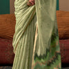 Engaging Pista Cotton Silk Saree With Transcendent Blouse Piece