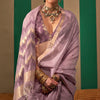 Glittering Lavender Cotton Silk Saree With Radiant Blouse Piece