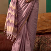 Glittering Lavender Cotton Silk Saree With Radiant Blouse Piece