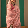 Seraphic Baby Pink Cotton Silk Saree With Beguiling Blouse Piece