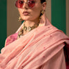Seraphic Baby Pink Cotton Silk Saree With Beguiling Blouse Piece
