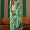 Alluring Sea Green Cotton Silk Saree With Incomparable Blouse Piece
