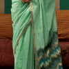Alluring Sea Green Cotton Silk Saree With Incomparable Blouse Piece
