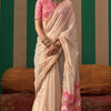 Snappy Beige Cotton Silk Saree With Confounding Blouse Piece