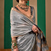 Serendipity Grey Cotton Silk Saree With Palimpsest Blouse Piece