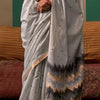 Serendipity Grey Cotton Silk Saree With Palimpsest Blouse Piece