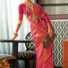 Glowing Dark Pink Kanjivaram Silk Saree With Capricious Blouse Piece