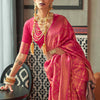Glowing Dark Pink Kanjivaram Silk Saree With Capricious Blouse Piece