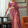 Pretty Purple Kanjivaram Silk Saree With Smart Blouse Piece