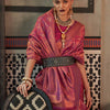 Confounding Wine Kanjivaram Silk Saree With Exuberant Blouse Piece