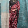 Attractive Maroon Digital Printed Crape Silk Saree With Elegant Blouse Piece