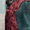 Attractive Maroon Digital Printed Crape Silk Saree With Elegant Blouse Piece