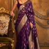 Amazing Purple Soft Banarasi Silk Saree With Staring Blouse Piece