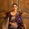 Amazing Purple Soft Banarasi Silk Saree With Staring Blouse Piece