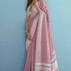Deserving Lavender Lucknowi Silk Saree With Blooming Blouse Piece