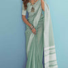 Precious Pista Lucknowi Silk Saree With Desiring Blouse Piece