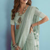 Precious Pista Lucknowi Silk Saree With Desiring Blouse Piece