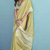 Adorable Lemon Lucknowi Silk Saree With Flameboyant Blouse Piece