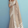 Comely Light Brown Lucknowi Silk Saree With Desultory Blouse Piece
