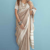 Comely Light Brown Lucknowi Silk Saree With Desultory Blouse Piece