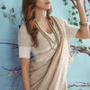 Comely Light Brown Lucknowi Silk Saree With Desultory Blouse Piece