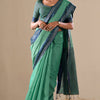 Trendy Green Cotton Silk Saree With Stunning Blouse Piece