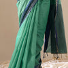 Trendy Green Cotton Silk Saree With Stunning Blouse Piece