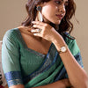 Trendy Green Cotton Silk Saree With Stunning Blouse Piece