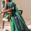 Trendy Green Cotton Silk Saree With Stunning Blouse Piece