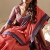 Classy Peach Cotton Silk Saree With Pretty Blouse Piece