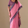 Sophisticated Baby Pink Cotton Silk Saree With Gleaming Blouse Piece