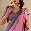 Sophisticated Baby Pink Cotton Silk Saree With Gleaming Blouse Piece