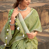 Fancifull Green Cotton Silk Saree With Majestic Blouse Piece