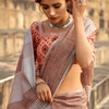Bewitching Brown Cotton Silk Saree With Gossamer Blouse Piece