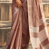 Bewitching Brown Cotton Silk Saree With Gossamer Blouse Piece