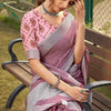 Nectarous Pink Cotton Silk Saree With Whimsical Blouse Piece