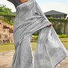 Brood Grey Cotton Silk Saree With Incredible Blouse Piece
