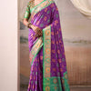 Engrossing Purple Patola Silk Saree With Fairytale Blouse Piece