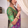 Engrossing Purple Patola Silk Saree With Fairytale Blouse Piece