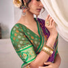 Engrossing Purple Patola Silk Saree With Fairytale Blouse Piece