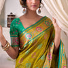 Zephyr Mehandi Patola Silk Saree With Inspiring Blouse Piece