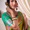 Zephyr Mehandi Patola Silk Saree With Inspiring Blouse Piece