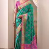 Radiant Rama Patola Silk Saree With Effulgent Blouse Piece