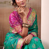 Radiant Rama Patola Silk Saree With Effulgent Blouse Piece