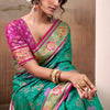 Radiant Rama Patola Silk Saree With Effulgent Blouse Piece
