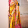 Lustrous Yellow Patola Silk Saree With Desirable Blouse Piece