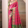 Amiable Pink Patola Silk Saree With Flamboyant Blouse Piece