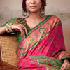 Amiable Pink Patola Silk Saree With Flamboyant Blouse Piece
