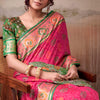 Amiable Pink Patola Silk Saree With Flamboyant Blouse Piece